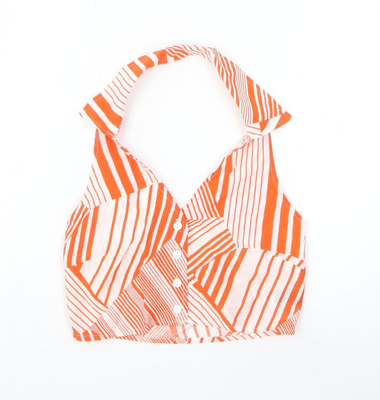 SheIn Womens Orange Geometric Nylon Cropped Tank Size XS Halter