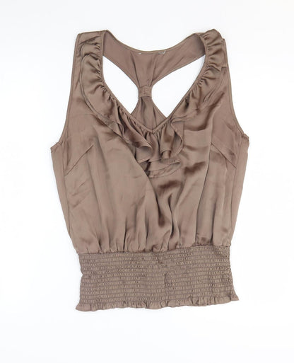 Womens UK Size M Preworn Brown Basic Tank