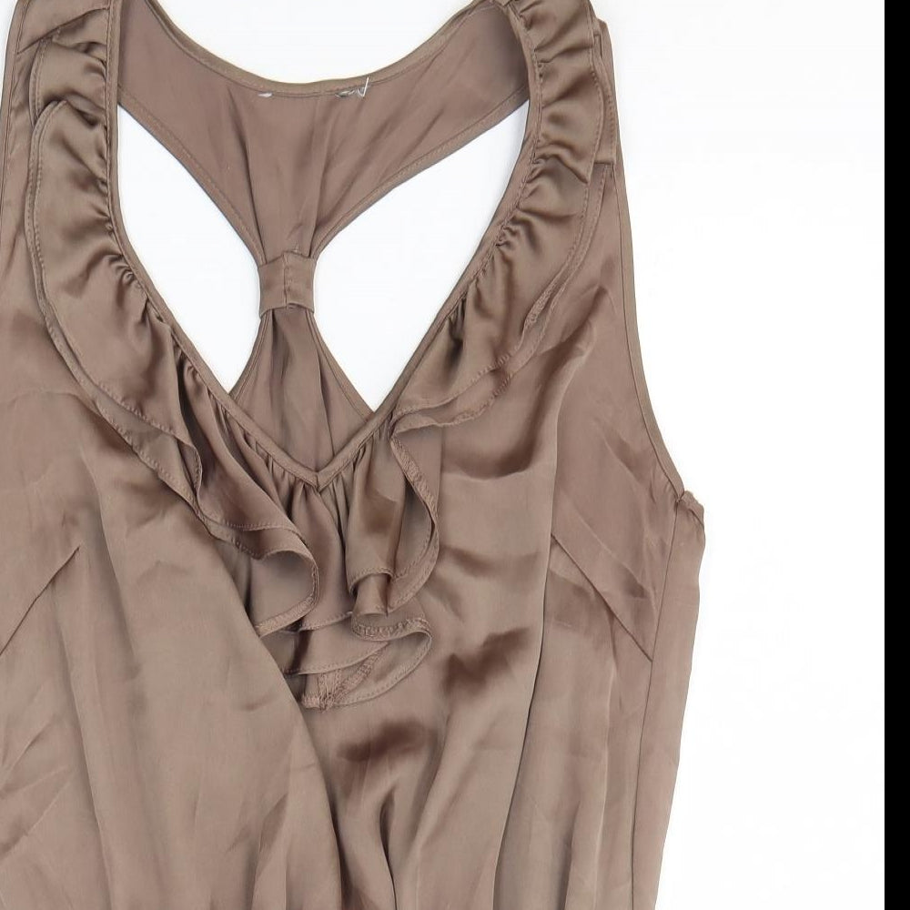 Womens UK Size M Preworn Brown Basic Tank