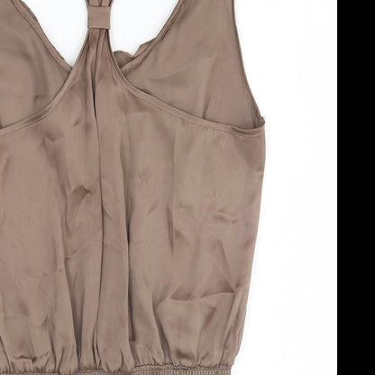 Womens UK Size M Preworn Brown Basic Tank