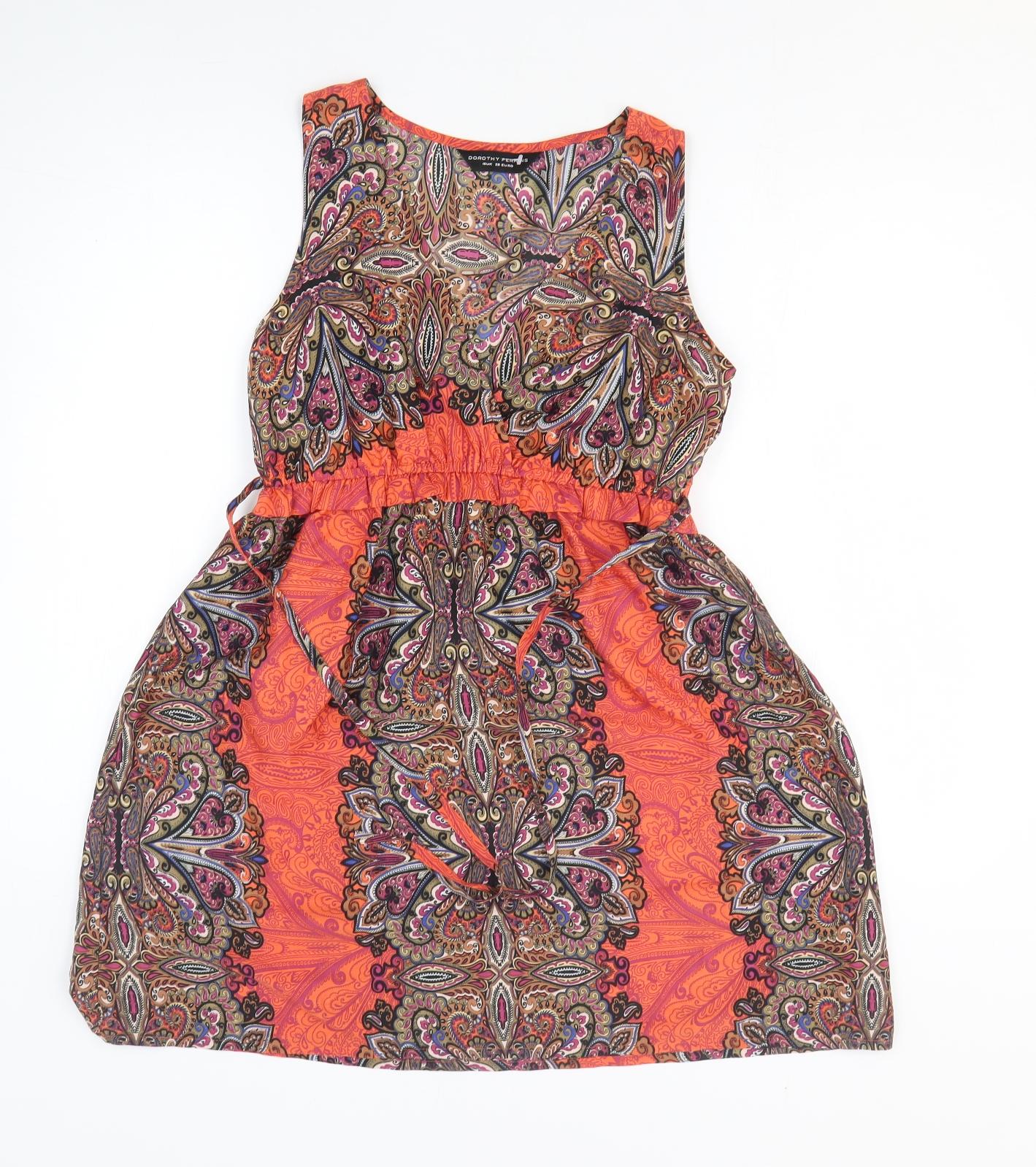 Dorothy Perkins Womens Multicoloured Geometric Polyester Fit & Flare Size 10 V-Neck Pullover