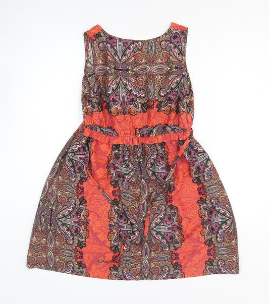 Dorothy Perkins Womens Multicoloured Geometric Polyester Fit & Flare Size 10 V-Neck Pullover