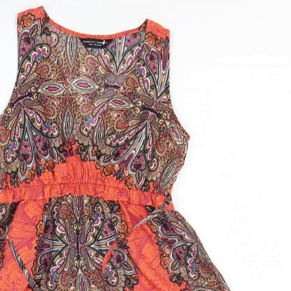 Dorothy Perkins Womens Multicoloured Geometric Polyester Fit & Flare Size 10 V-Neck Pullover