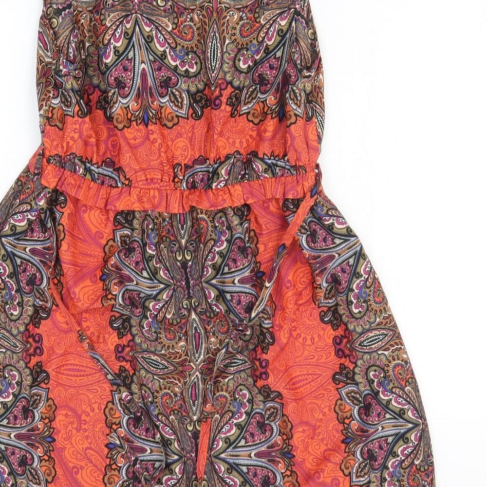 Dorothy Perkins Womens Multicoloured Geometric Polyester Fit & Flare Size 10 V-Neck Pullover