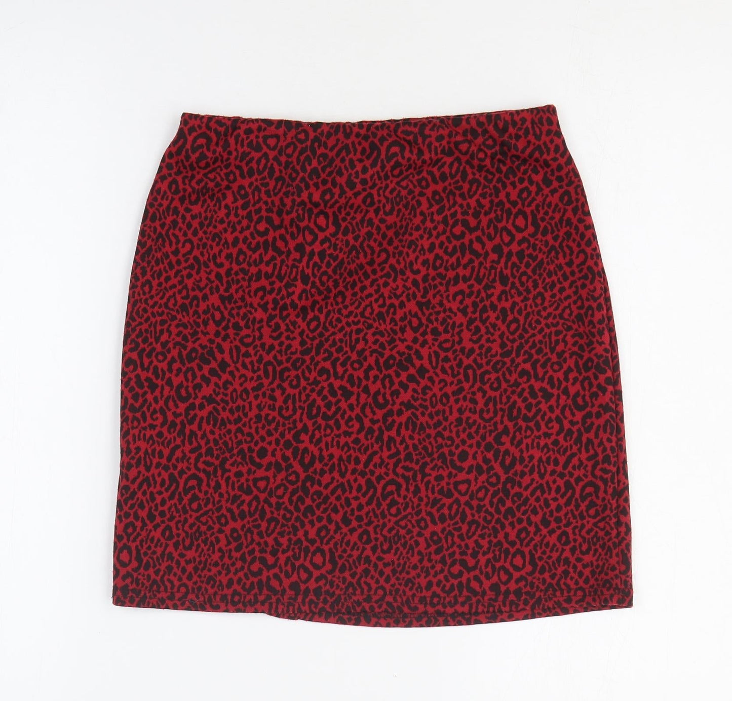 Miss Selfridge Womens Red Animal Print Polyester A-Line Skirt Size 8 - Leopard Print
