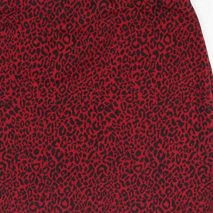 Miss Selfridge Womens Red Animal Print Polyester A-Line Skirt Size 8 - Leopard Print