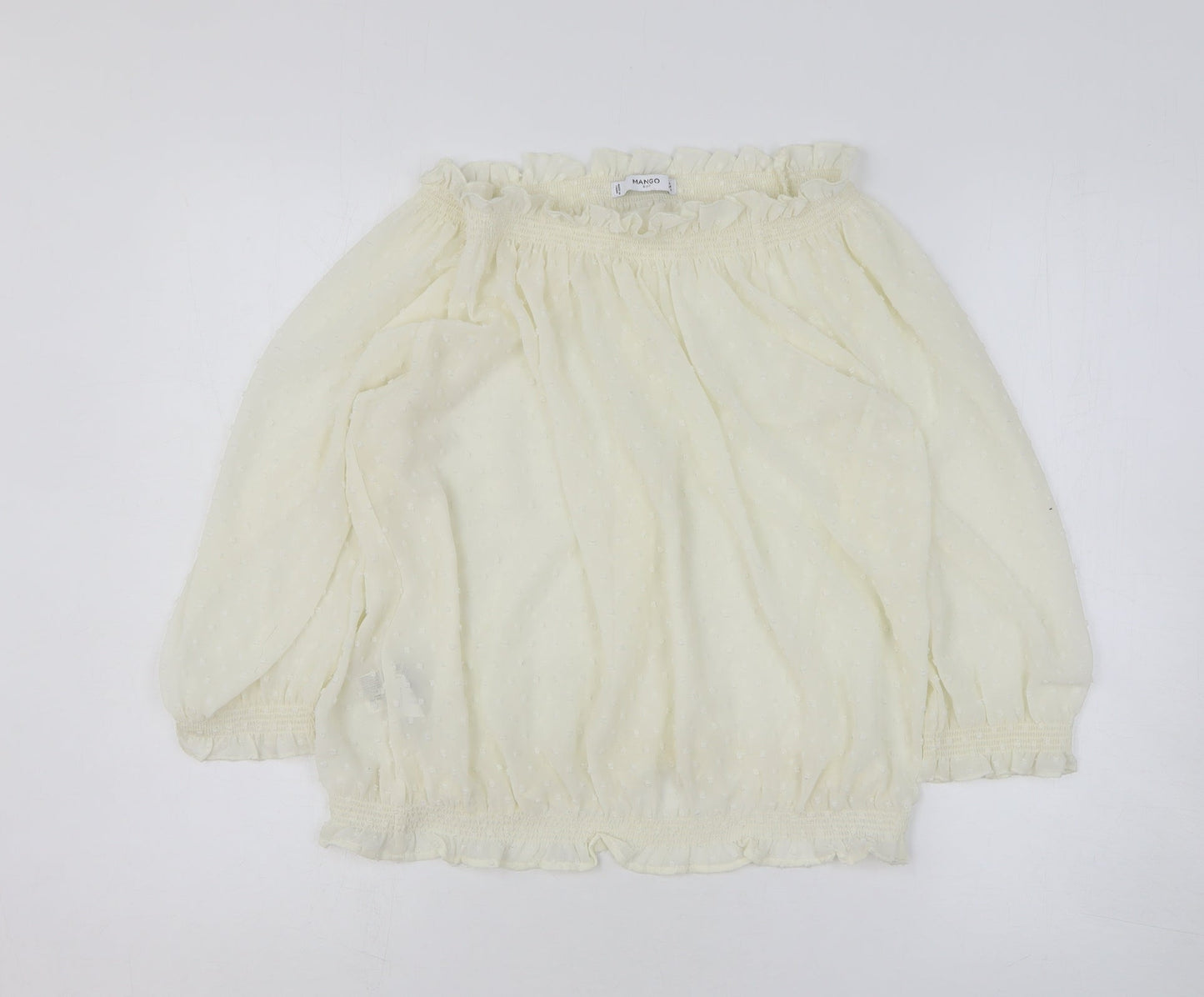 Womens UK Size L Mango White Basic Blouse
