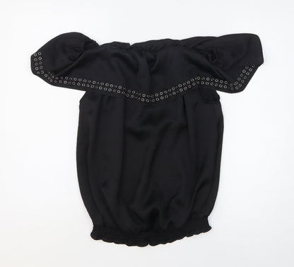 Womens UK Size 14 Star Black Basic Blouse