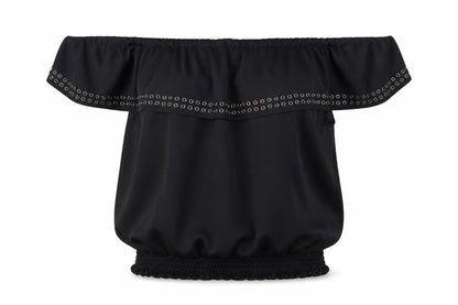 Womens UK Size 14 Star Black Basic Blouse