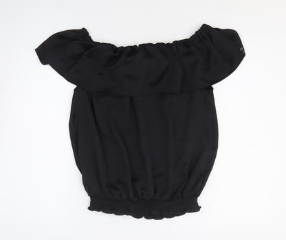 Womens UK Size 14 Star Black Basic Blouse