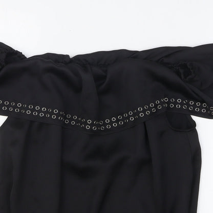 Womens UK Size 14 Star Black Basic Blouse