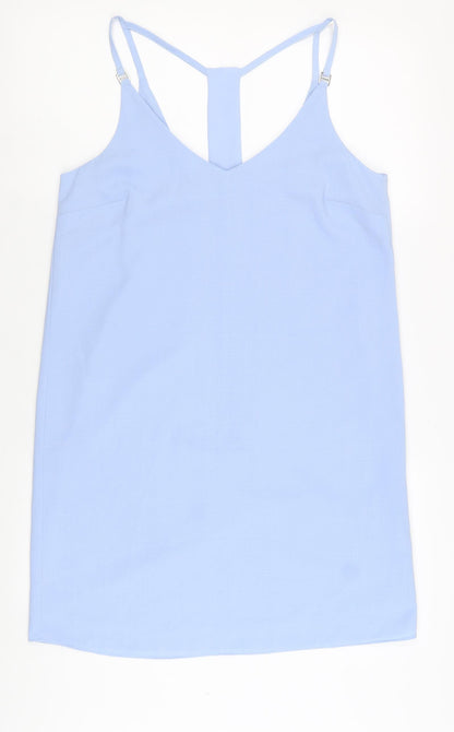 New Look Womens Blue Polyester Tank Dress Size 10 V-Neck Pullover