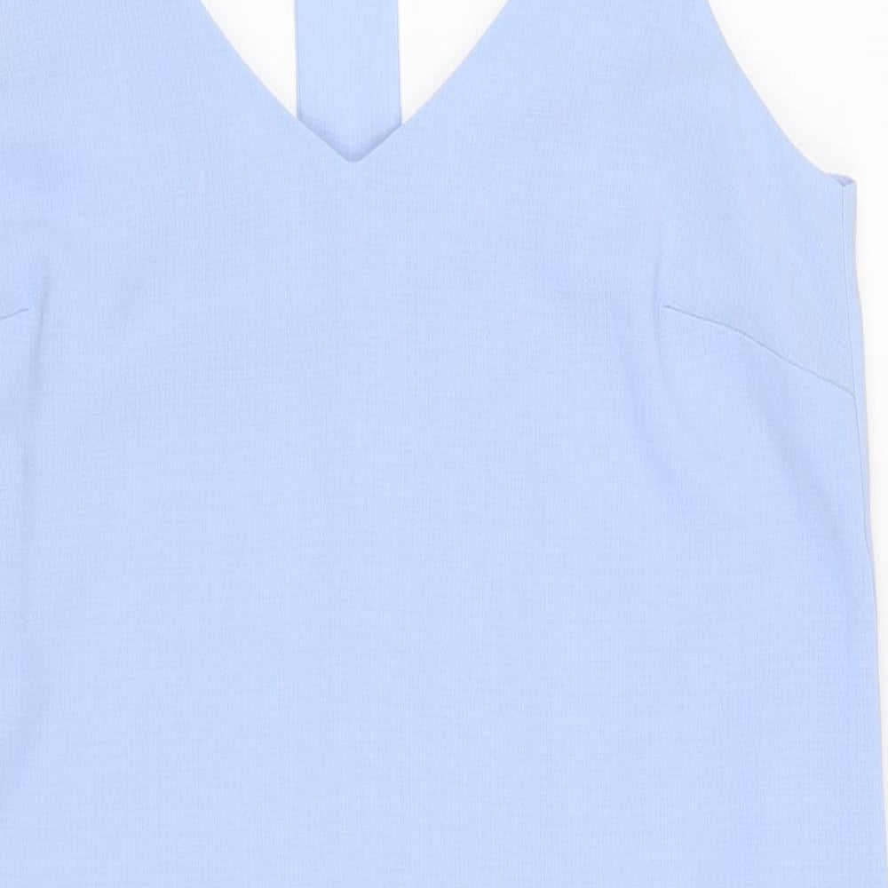 New Look Womens Blue Polyester Tank Dress Size 10 V-Neck Pullover