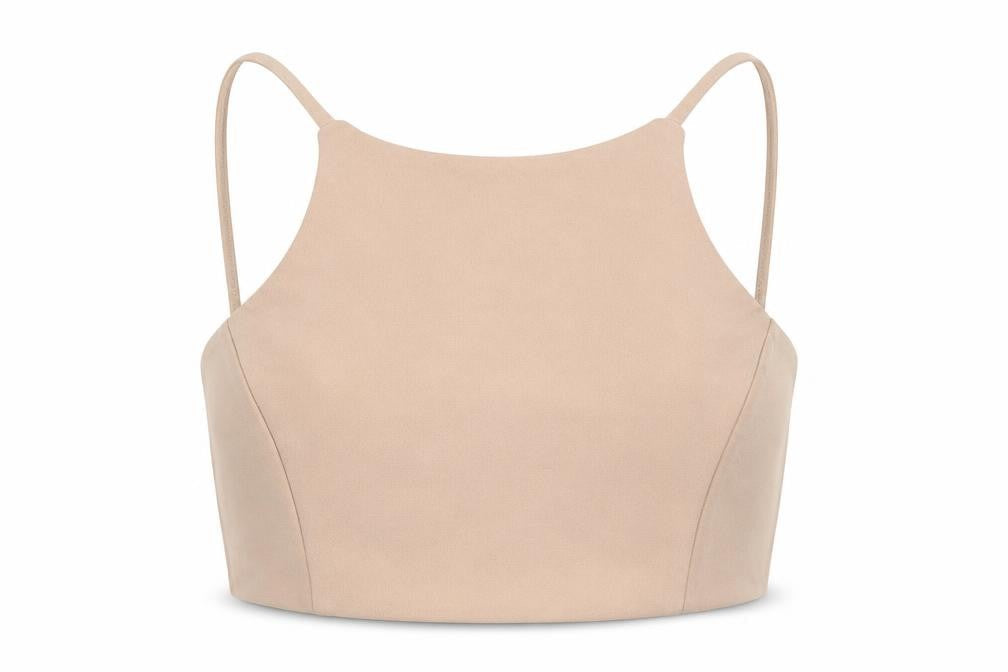 Womens UK Size S PINK Beige Cropped Tank
