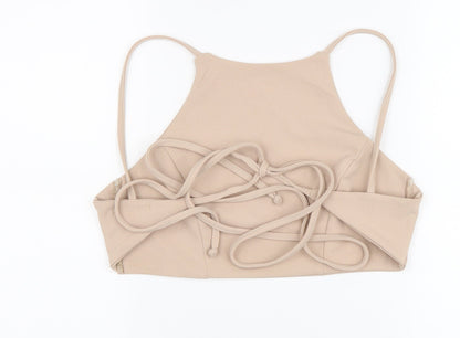 Womens UK Size S PINK Beige Cropped Tank