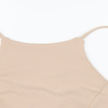 Womens UK Size S PINK Beige Cropped Tank