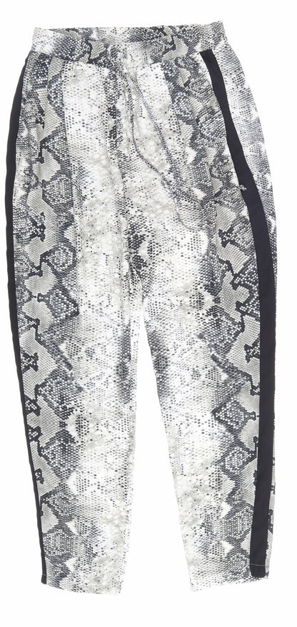 Primark Womens Grey Animal Print Polyester Trousers Size 10 L26 in Regular Lace Up - Snake Print