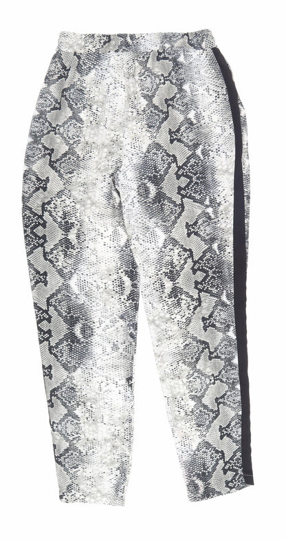 Primark Womens Grey Animal Print Polyester Trousers Size 10 L26 in Regular Lace Up - Snake Print