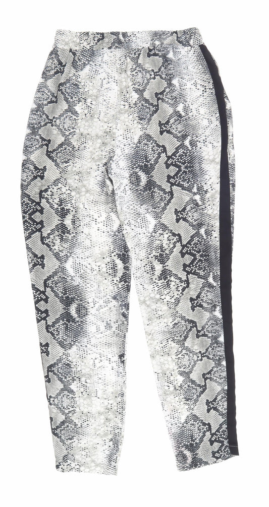 Primark Womens Grey Animal Print Polyester Trousers Size 10 L26 in Regular Lace Up - Snake Print