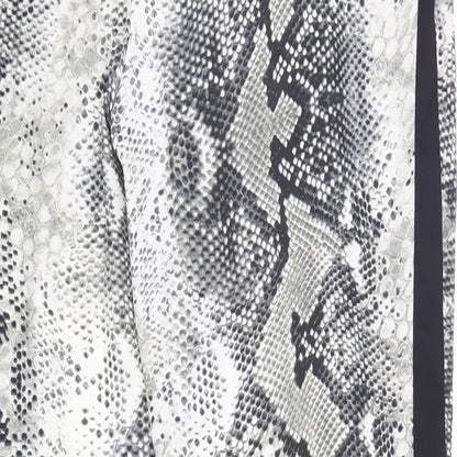 Primark Womens Grey Animal Print Polyester Trousers Size 10 L26 in Regular Lace Up - Snake Print