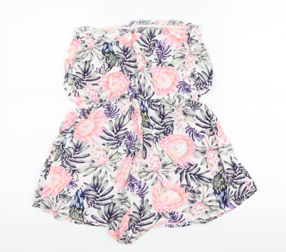 Divided Womens Multicoloured Colourblock Viscose Playsuit One-Piece Size 38 L3 in - Flowers