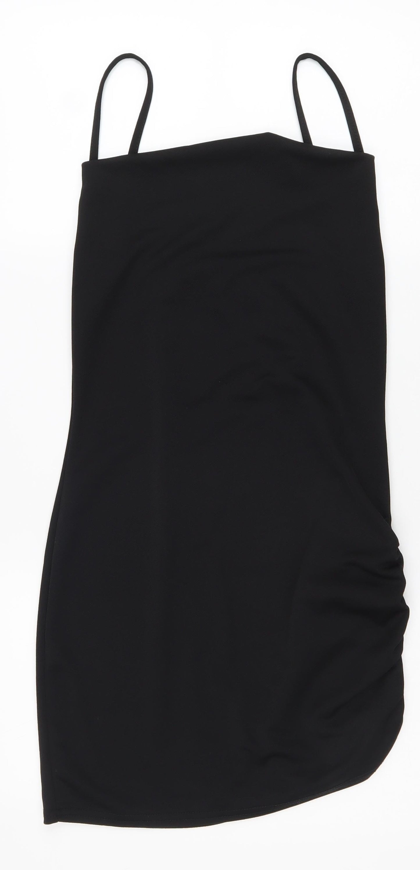 PRETTYLITTLETHING Womens Black Polyester Tank Dress Size 10 Round Neck