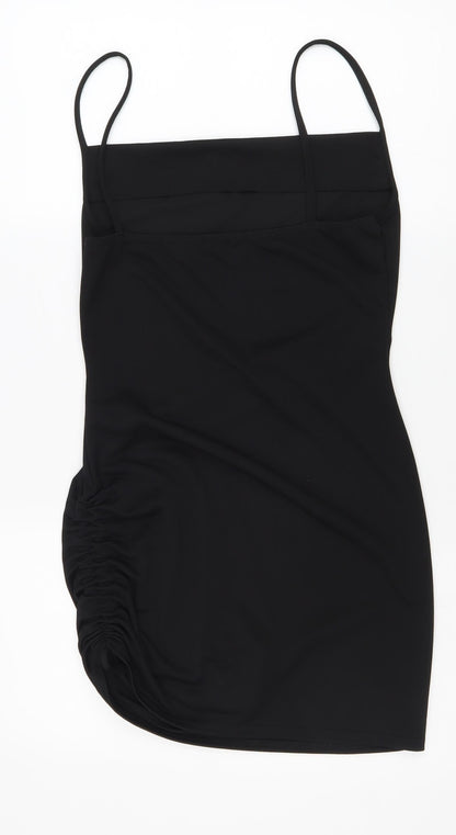 PRETTYLITTLETHING Womens Black Polyester Tank Dress Size 10 Round Neck