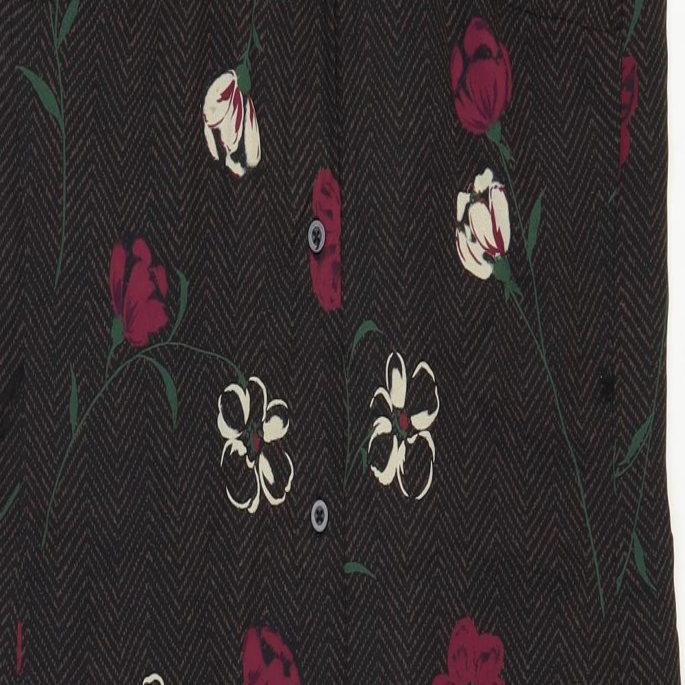 Merona Womens Multicoloured Floral Polyester Shirt Dress Size M Collared Button