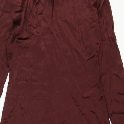 Zara Womens Brown Polyester Mini Size M Round Neck Pullover - Shoulder Pads