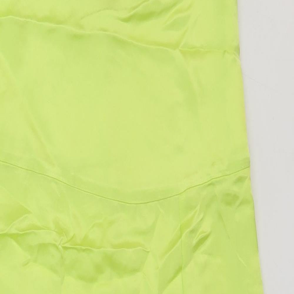 Zara Womens Green Polyester Slip Dress Size XS Square Neck Pullover