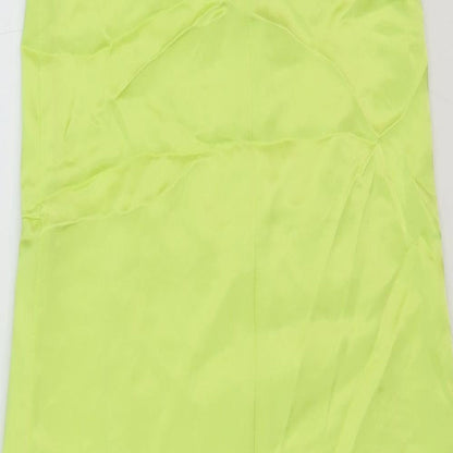 Zara Womens Green Polyester Slip Dress Size XS Square Neck Pullover