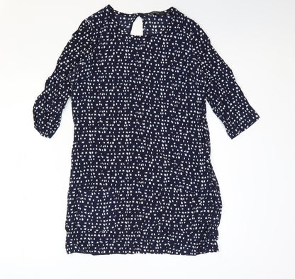 Glassons Womens Blue Geometric Polyester Shift Size 10 Round Neck Pullover