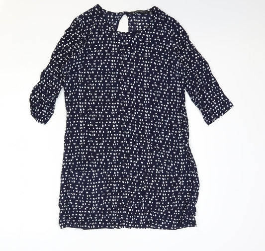 Glassons Womens Blue Geometric Polyester Shift Size 10 Round Neck Pullover