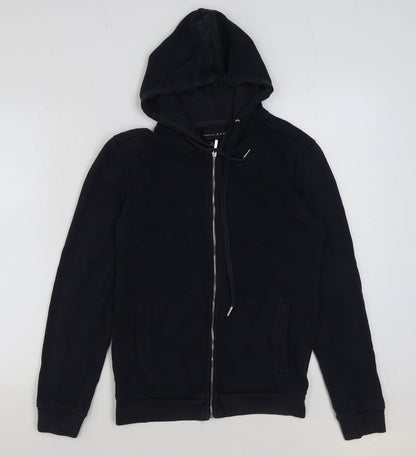 Zara Womens Blue Cotton Full Zip Hoodie Size S Zip