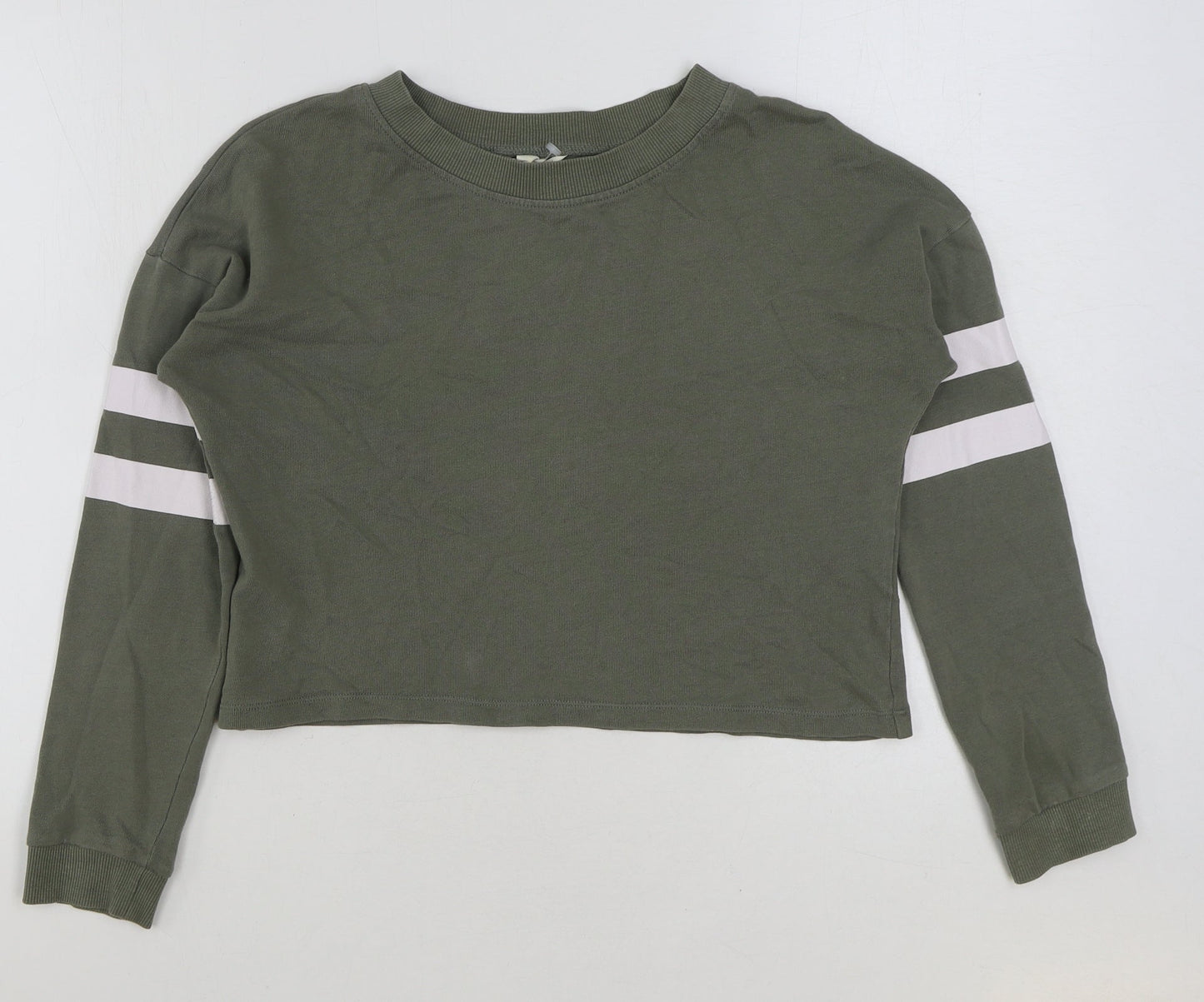 H&M Girls Green Cotton Pullover Sweatshirt Size 11-12 Years Pullover
