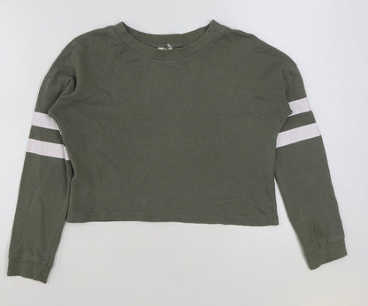 H&M Girls Green Cotton Pullover Sweatshirt Size 11-12 Years Pullover
