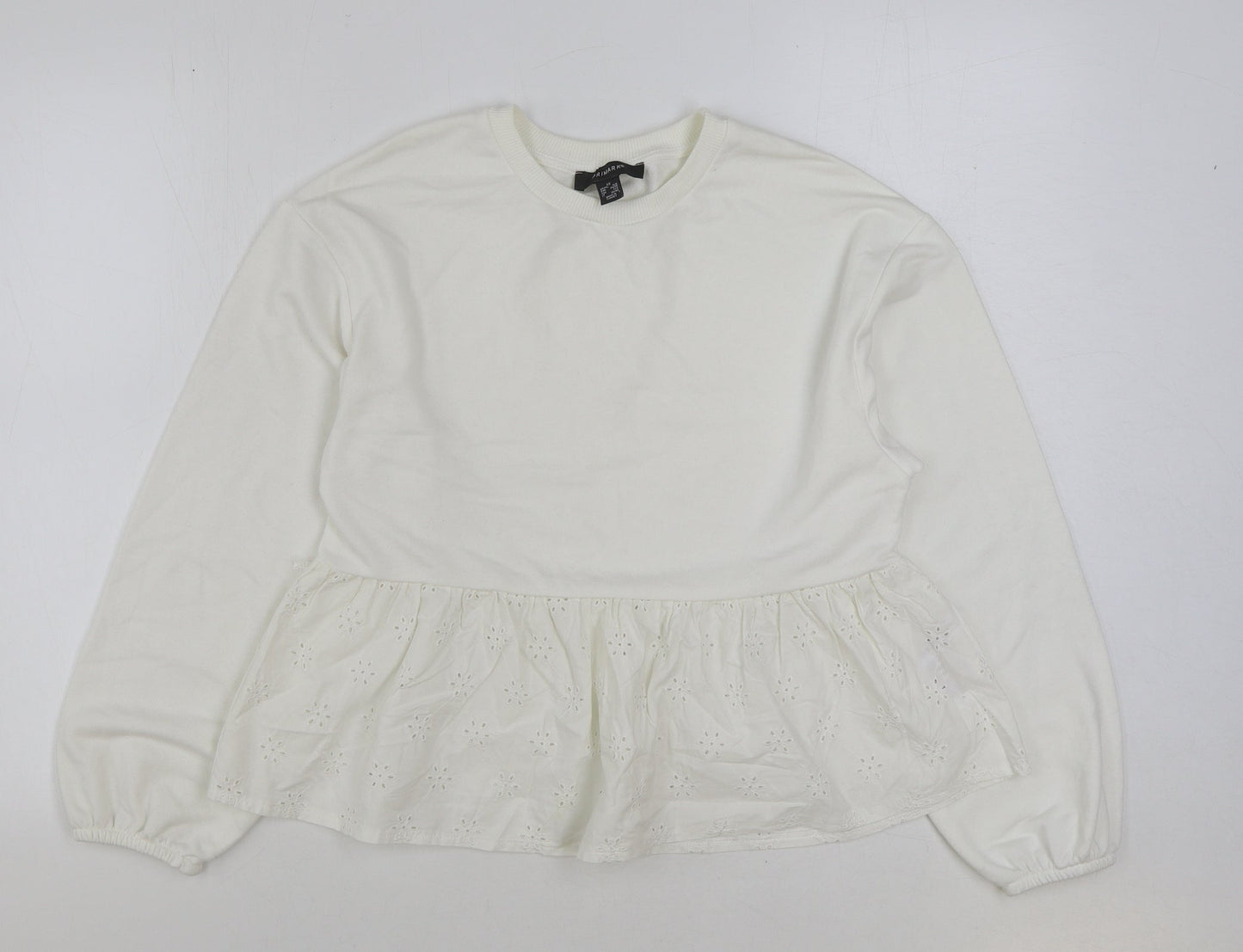 Primark Womens White Polyester Basic Blouse Size XS Round Neck