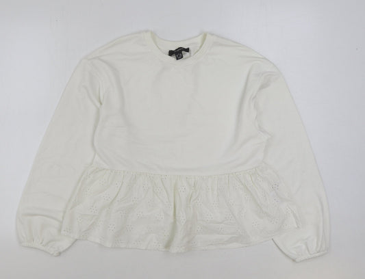 Primark Womens White Polyester Basic Blouse Size XS Round Neck