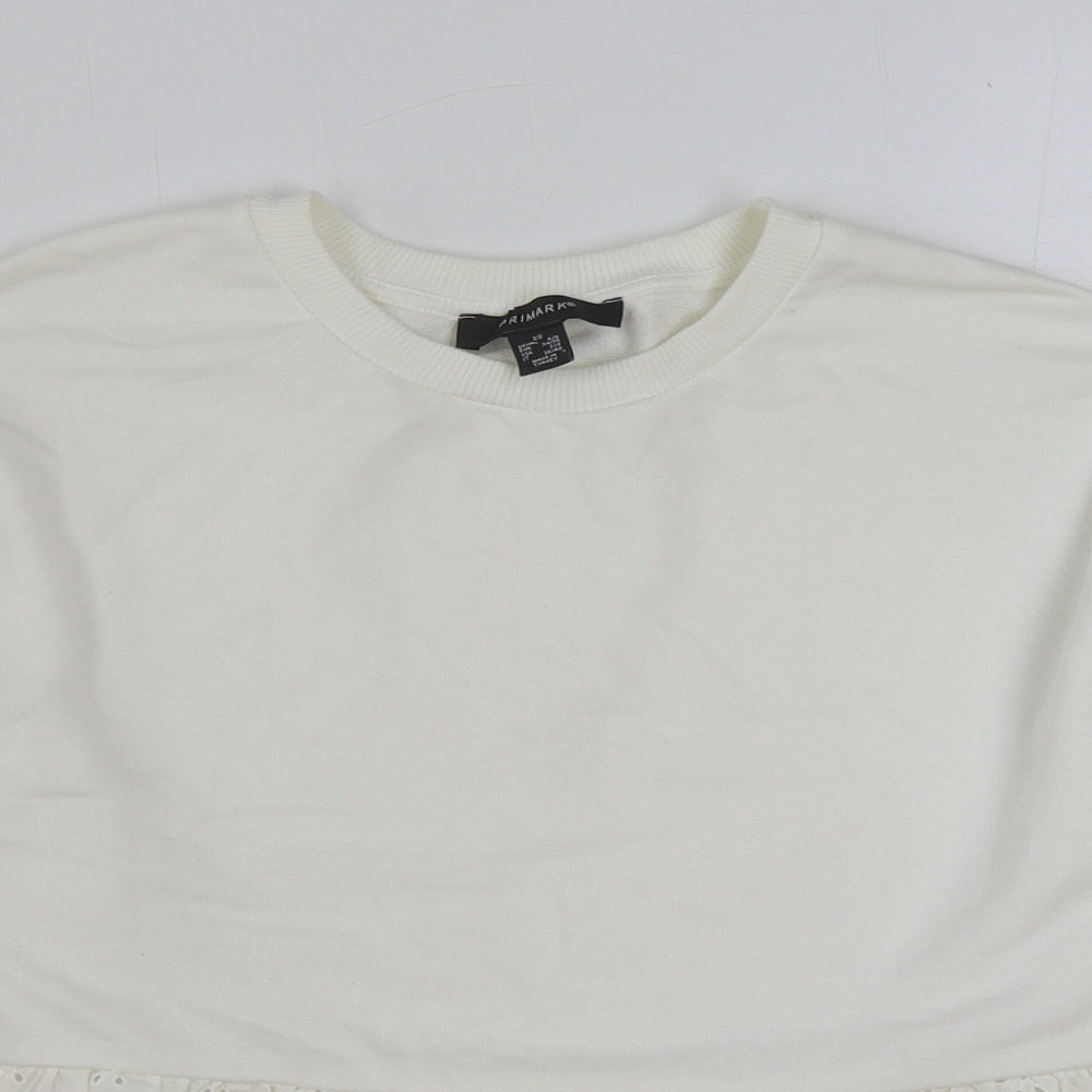 Primark Womens White Polyester Basic Blouse Size XS Round Neck