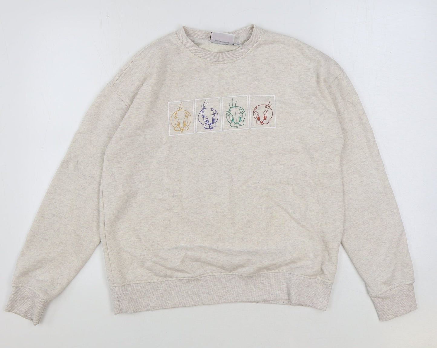 Marks and Spencer Womens Beige Cotton Pullover Sweatshirt Size XS Pullover - Tweety
