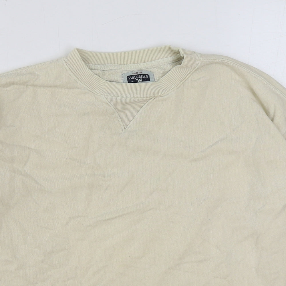 Pull&Bear Boys Beige Polyester Pullover Sweatshirt Size S Pullover
