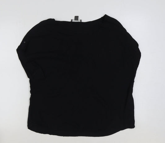 Primark Womens Black Polyester Basic Blouse Size 14 Round Neck