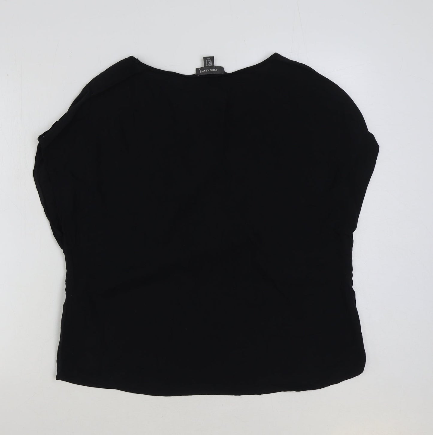 Primark Womens Black Polyester Basic Blouse Size 14 Round Neck