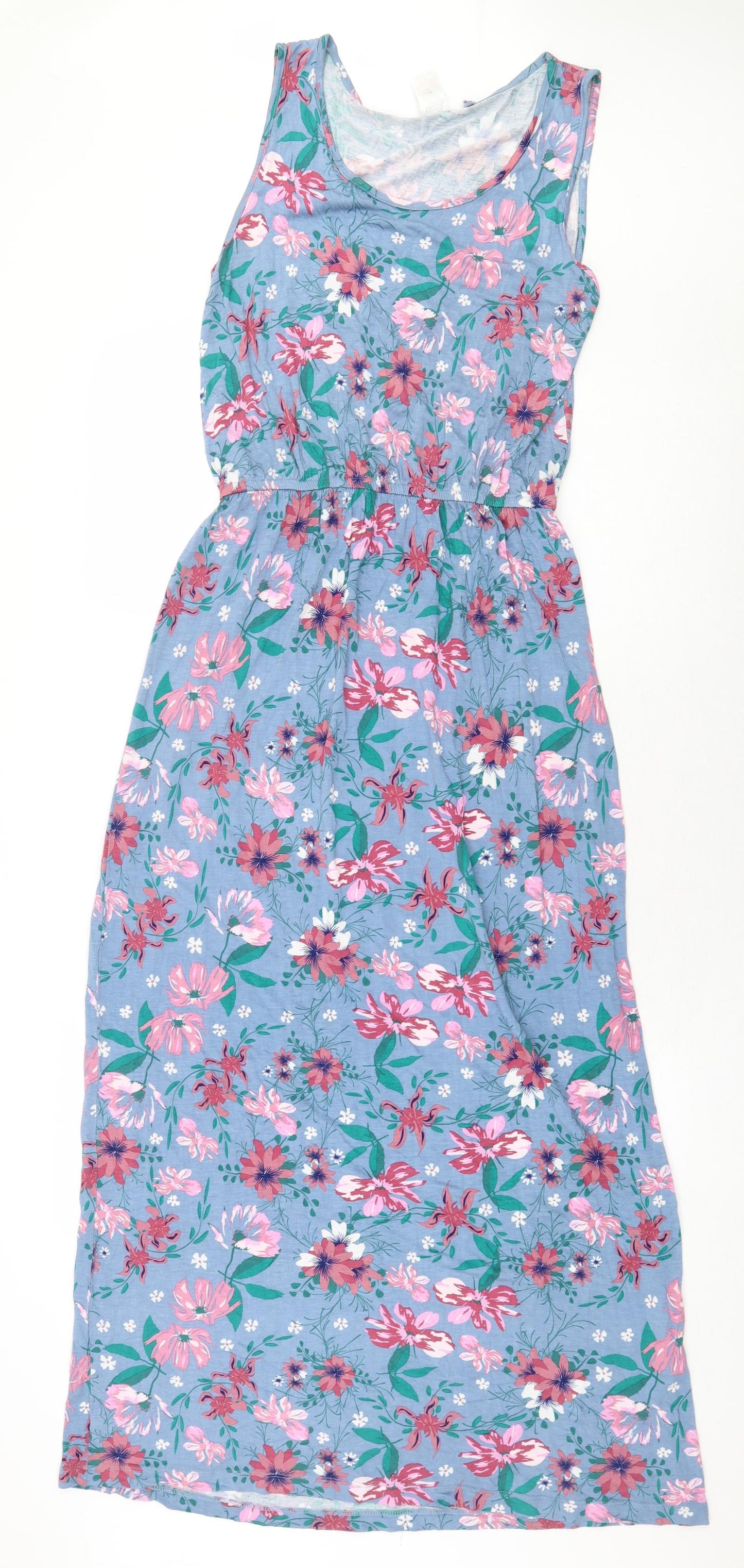 Avenue Womens Blue Floral Viscose Maxi Size 8 Boat Neck Pullover - Size 8/10