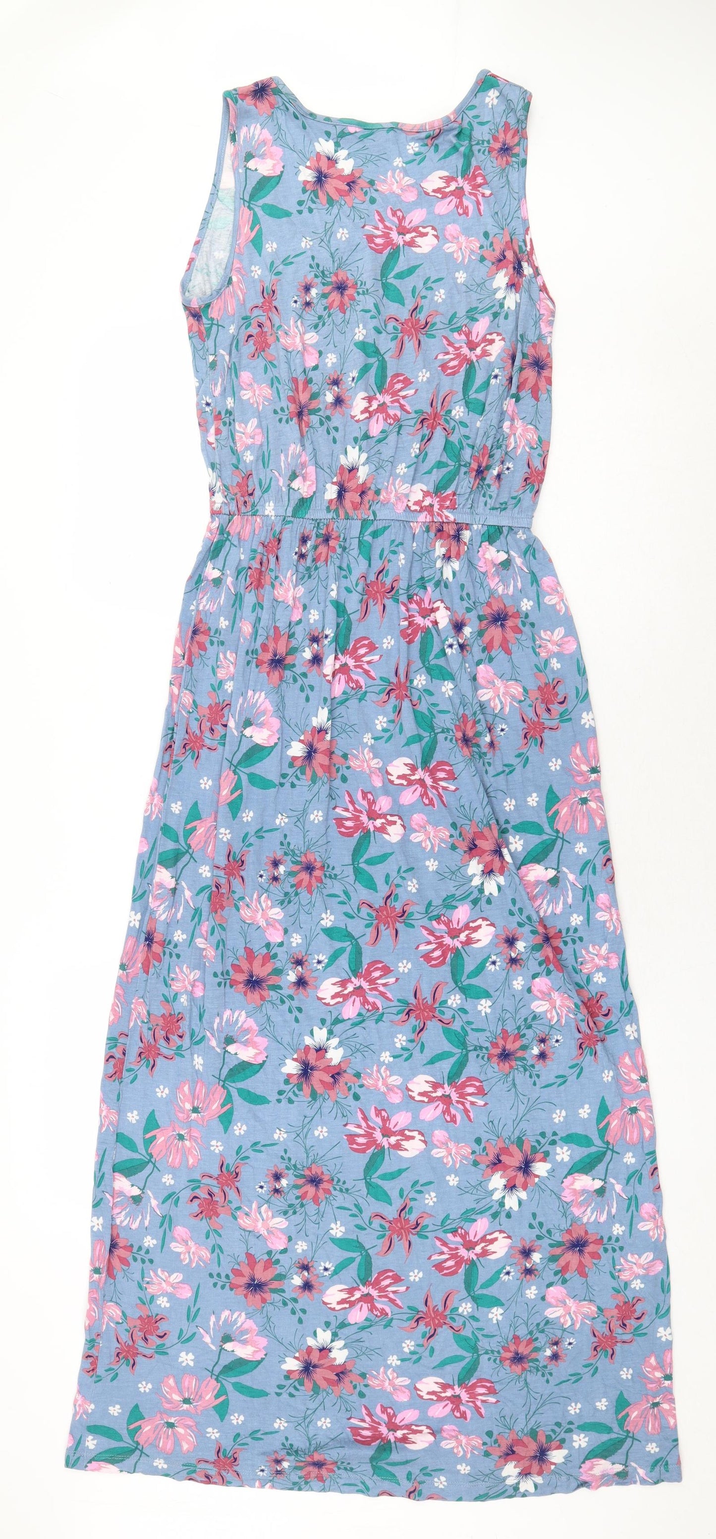 Avenue Womens Blue Floral Viscose Maxi Size 8 Boat Neck Pullover - Size 8/10