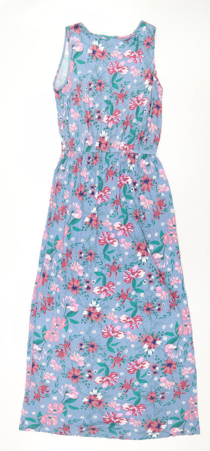 Avenue Womens Blue Floral Viscose Maxi Size 8 Boat Neck Pullover - Size 8/10