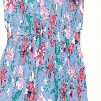 Avenue Womens Blue Floral Viscose Maxi Size 8 Boat Neck Pullover - Size 8/10