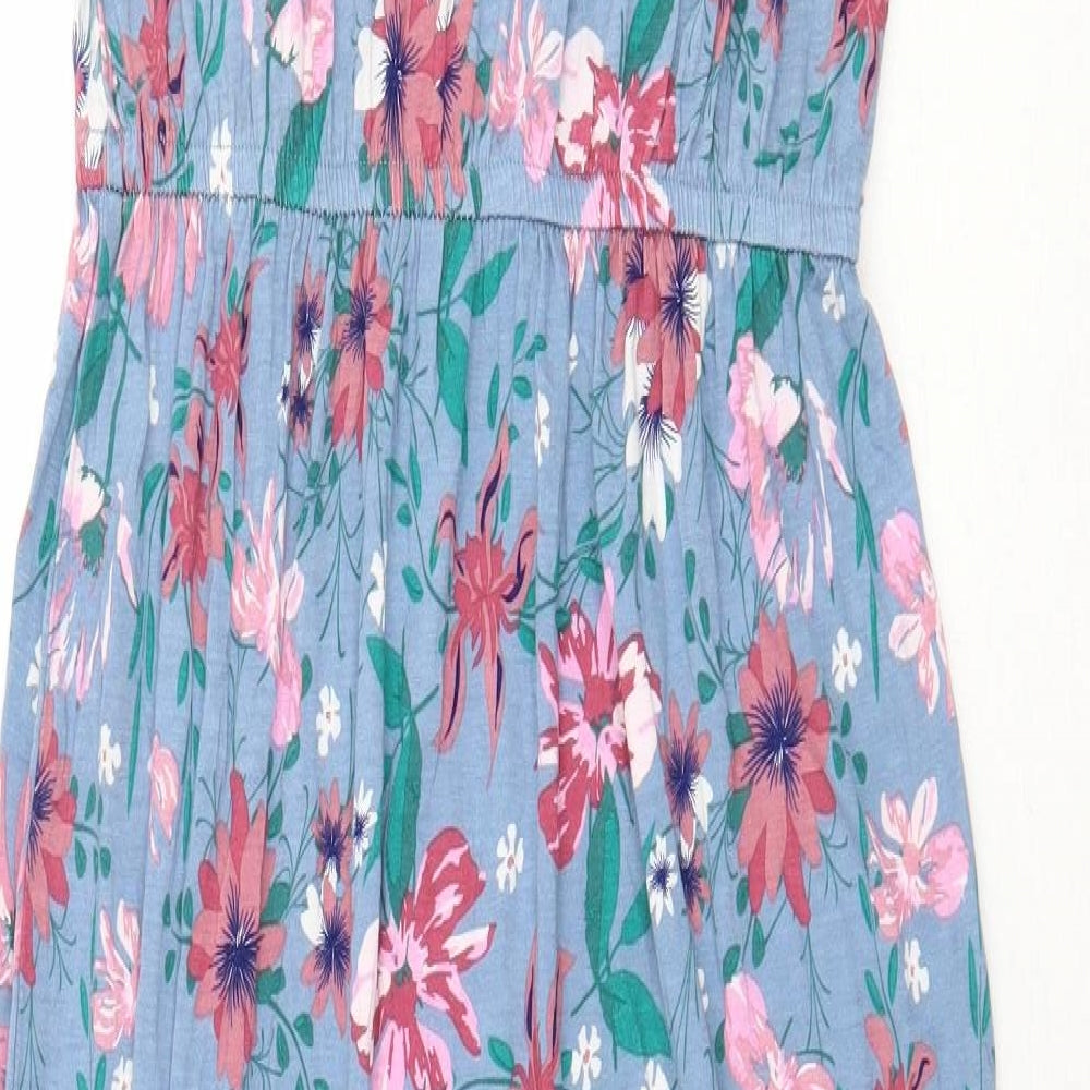 Avenue Womens Blue Floral Viscose Maxi Size 8 Boat Neck Pullover - Size 8/10