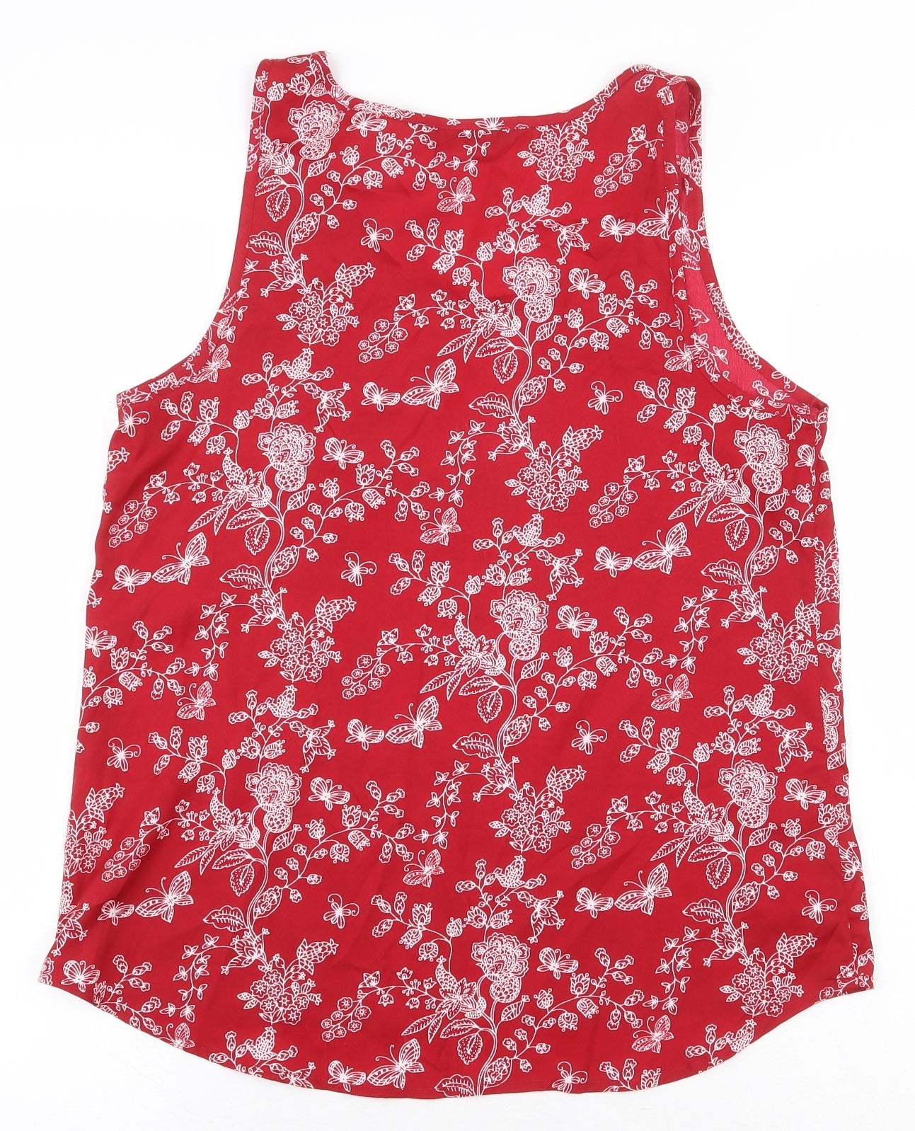 Atmosphere Womens Red Floral Polyester Basic Tank Size 12 Scoop Neck