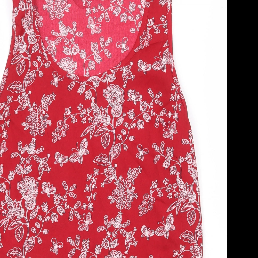 Atmosphere Womens Red Floral Polyester Basic Tank Size 12 Scoop Neck
